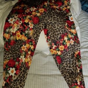 Floral leopard pring leggings